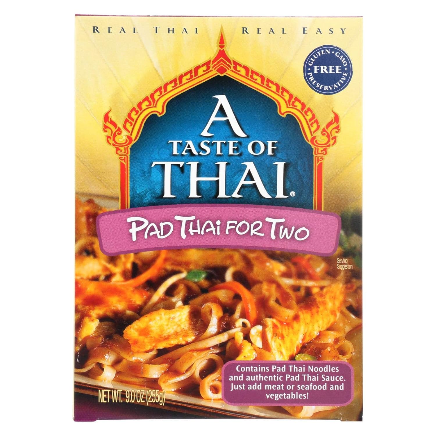 A Taste of Thai Pad Thai for Two Mix – Paquete de 6 unidades de 9 onzas, incluye fideos instantáneos y auténtica salsa tailandesa Pad  Sin gluten