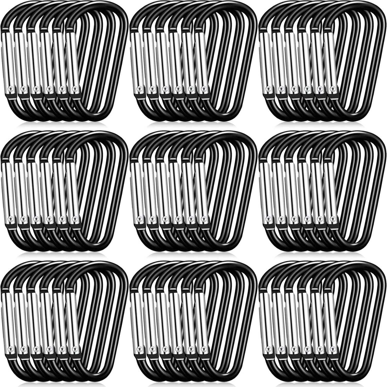 Shimeyao 180 piezas de 1.8 pulgadas pequeño clip de aluminio llavero hebilla clip a granel mini aluminio D anillo forma pequeño bloqueo resorte
