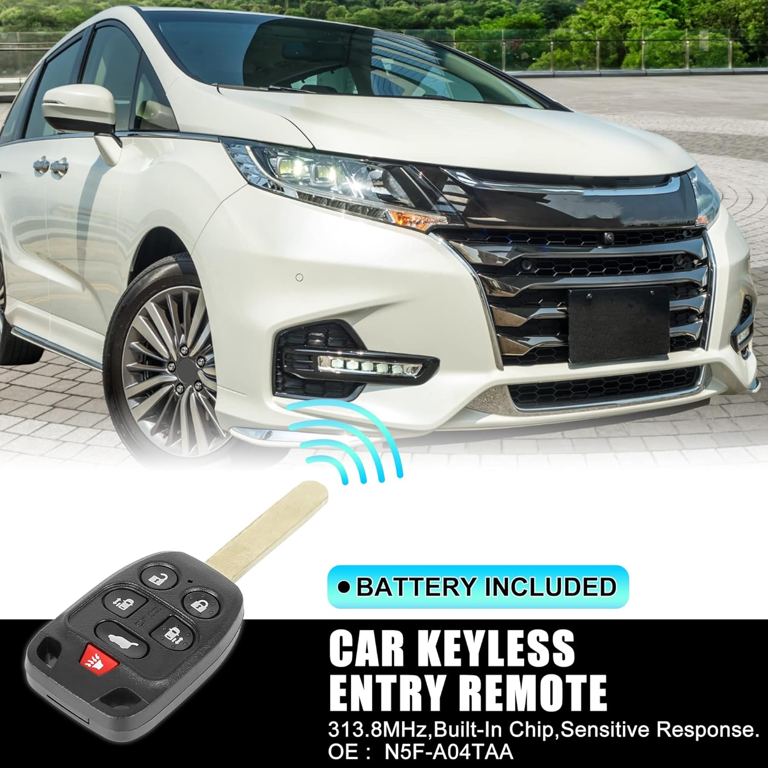 X AUTOHAUX 2 unids 313.8 Mhz N5F-A04TAA reemplazo inteligente de proximidad sin llave llave remoto llavero para Honda Odyssey EXL 2011 2012 2013