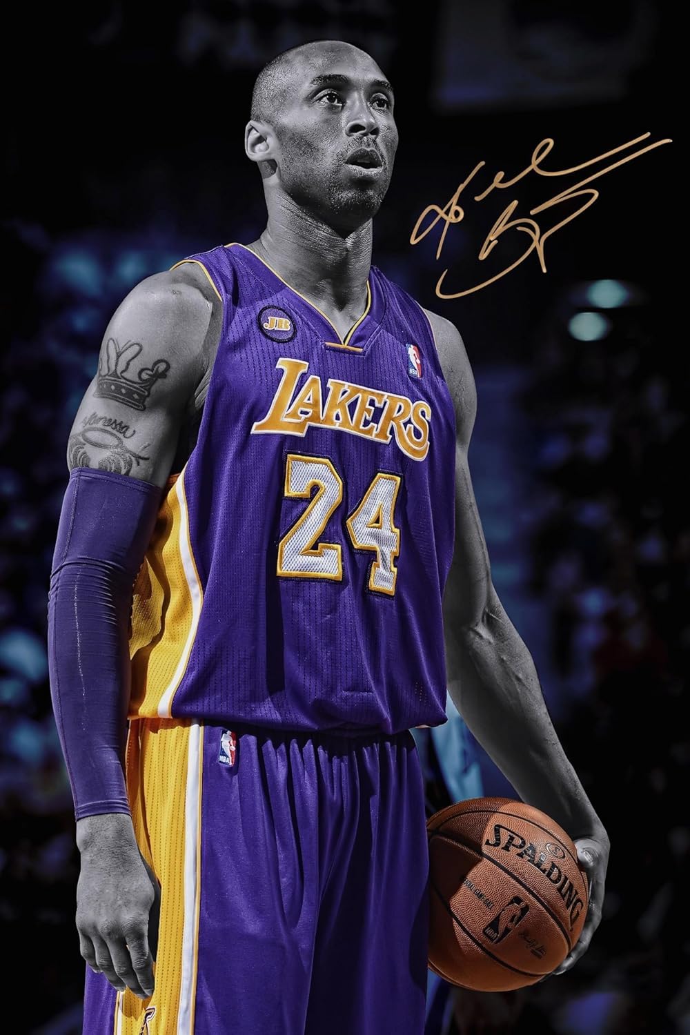 BREN Kobe Bryant – Póster de arte firmado con estrella de baloncesto y leyenda de baloncesto, arte de pared, sin marco, 12 x 18 pulgadas, para