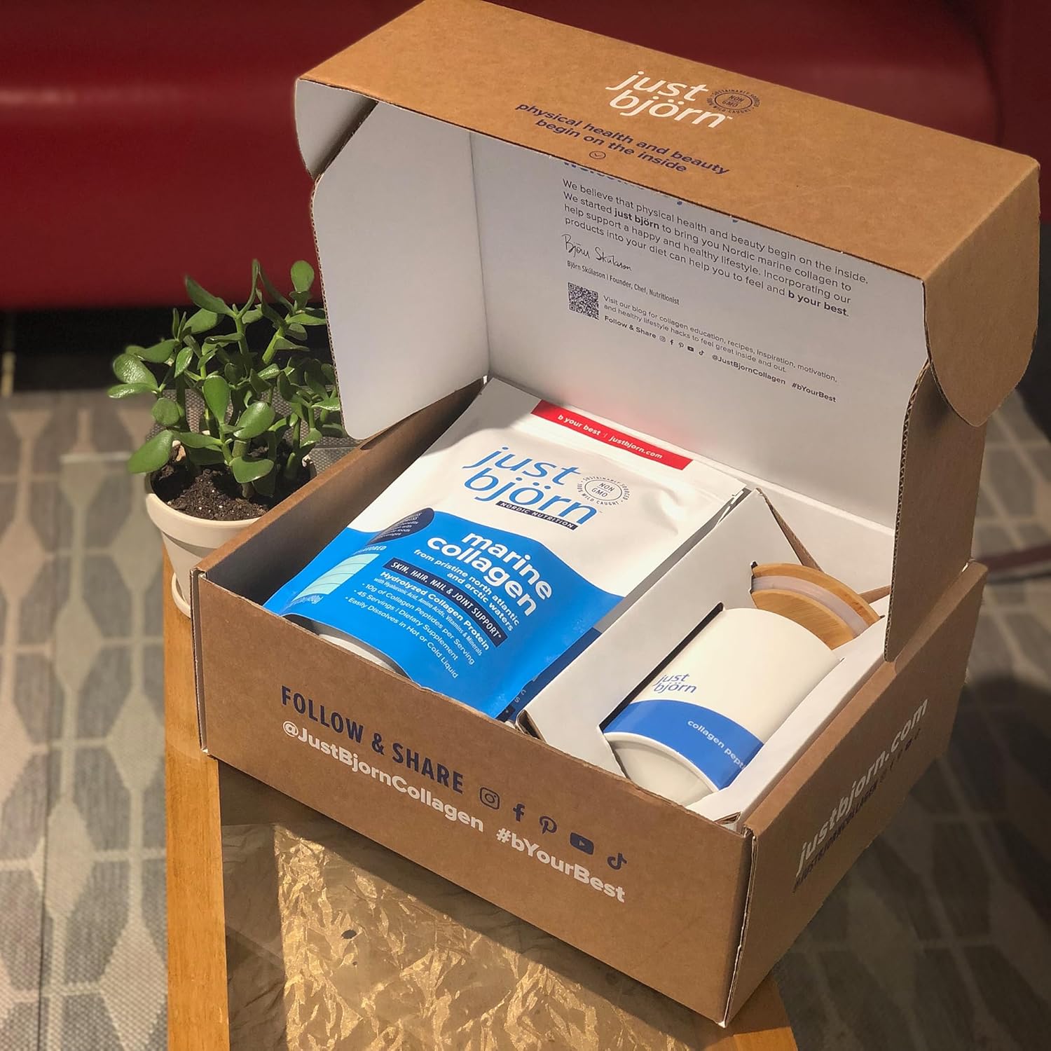 Marine Collagen Starter Kit  Soporte para piel, cabello, uñas y articulaciones  Contiene tarro de cerámica, cuchara y dos bolsas de tamaño completo