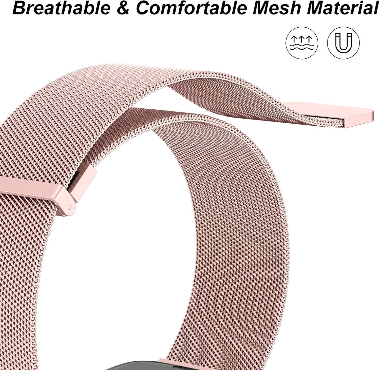 Vanjua Correa de metal compatible con correas de Apple Watch de 1.614 in 1.575 in 1.496 in 1.654 in 1.732 in 1.772 in 1.929 in, correa de repuesto