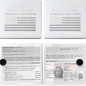 Augeny 2 soportes para registro y seguro de automóvil, organizadores de documentos de licencia de vehículo con cierre, accesorios esenciales para Augeny 2 soportes para registro y seguro de automóvil, organizadores de documentos de licencia de vehículo con cierre, accesorios esenciales para