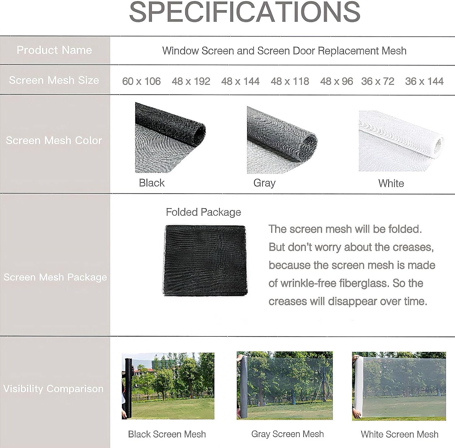 Malla de fibra de vidrio, pantalla ajustable para ventana y malla de repuesto para puerta, reemplazo de pantalla para patio, ventana y puerta, gris,