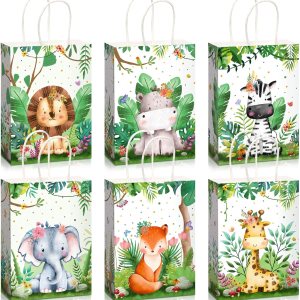 Bolsas de golosinas de safari con asas de animales de la selva, bolsas de regalo con estampado de animales del zoológico, bolsas de dulces del Bolsas de golosinas de safari con asas de animales de la selva, bolsas de regalo con estampado de animales del zoológico, bolsas de dulces del