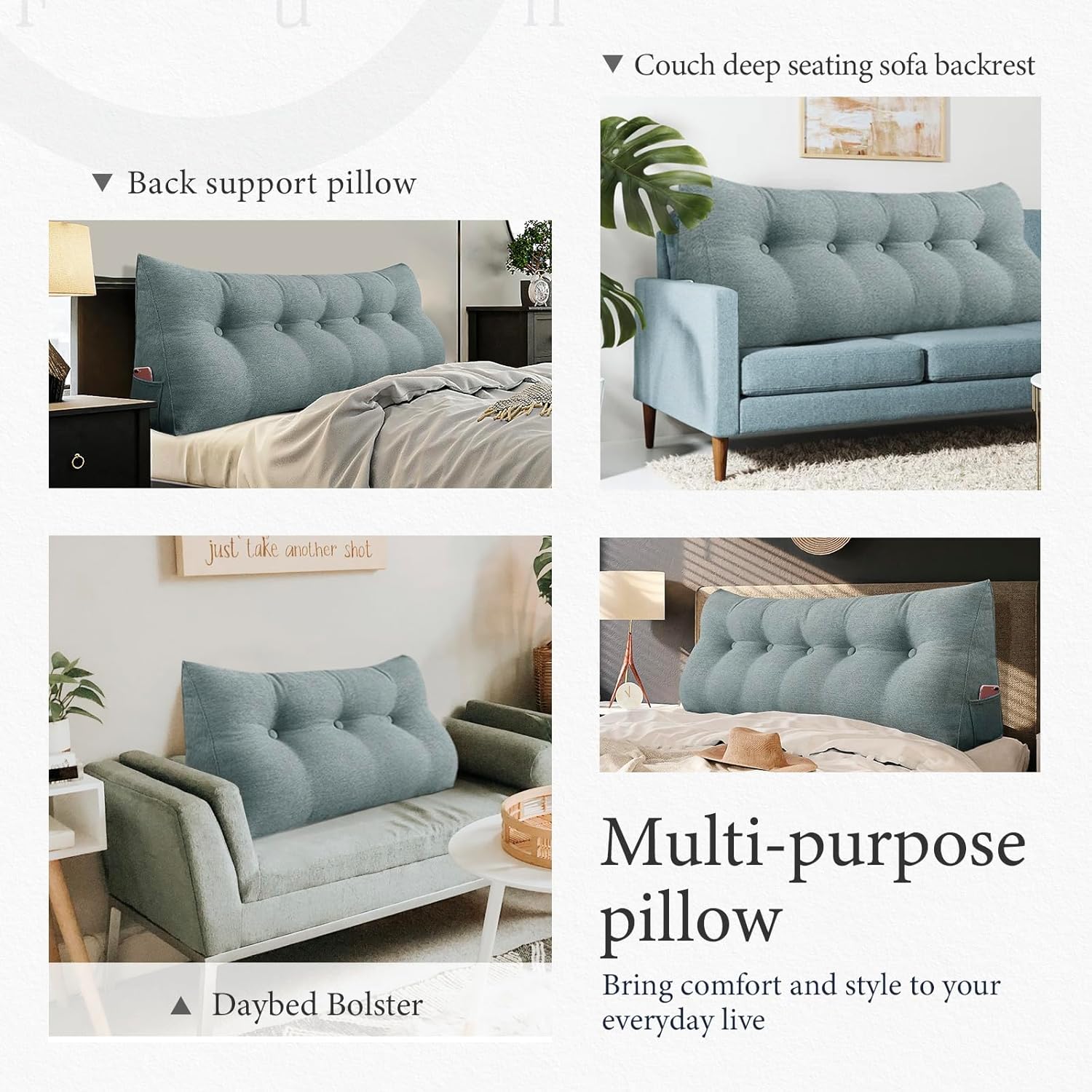 Almohada de cuña para cabecero, almohada de lectura para respaldo cómodo, almohada triangular de lectura con bolsillo lateral, almohadas de respaldo