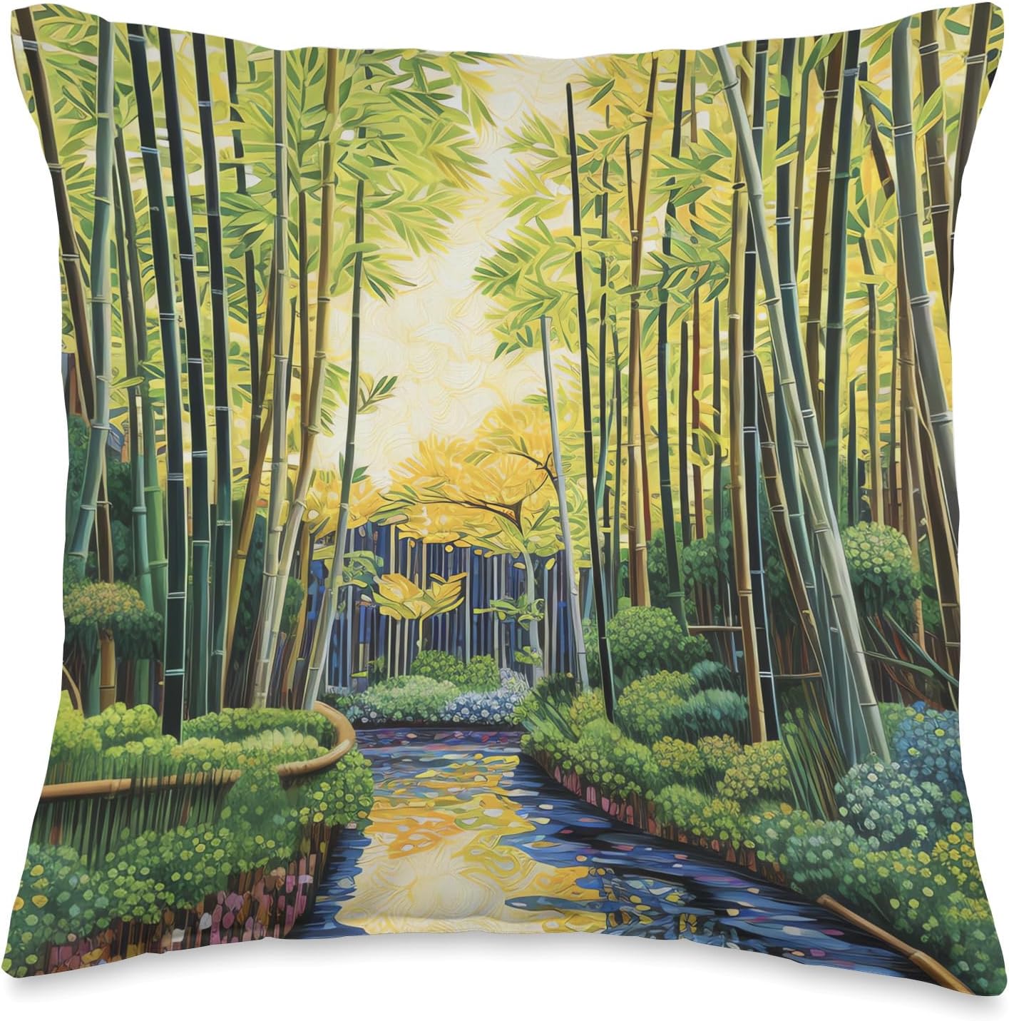Bamboo Brilliance Unveiled Reveling in Nature’s Rich Colors Throw Pillow, 16×16, Multicolor