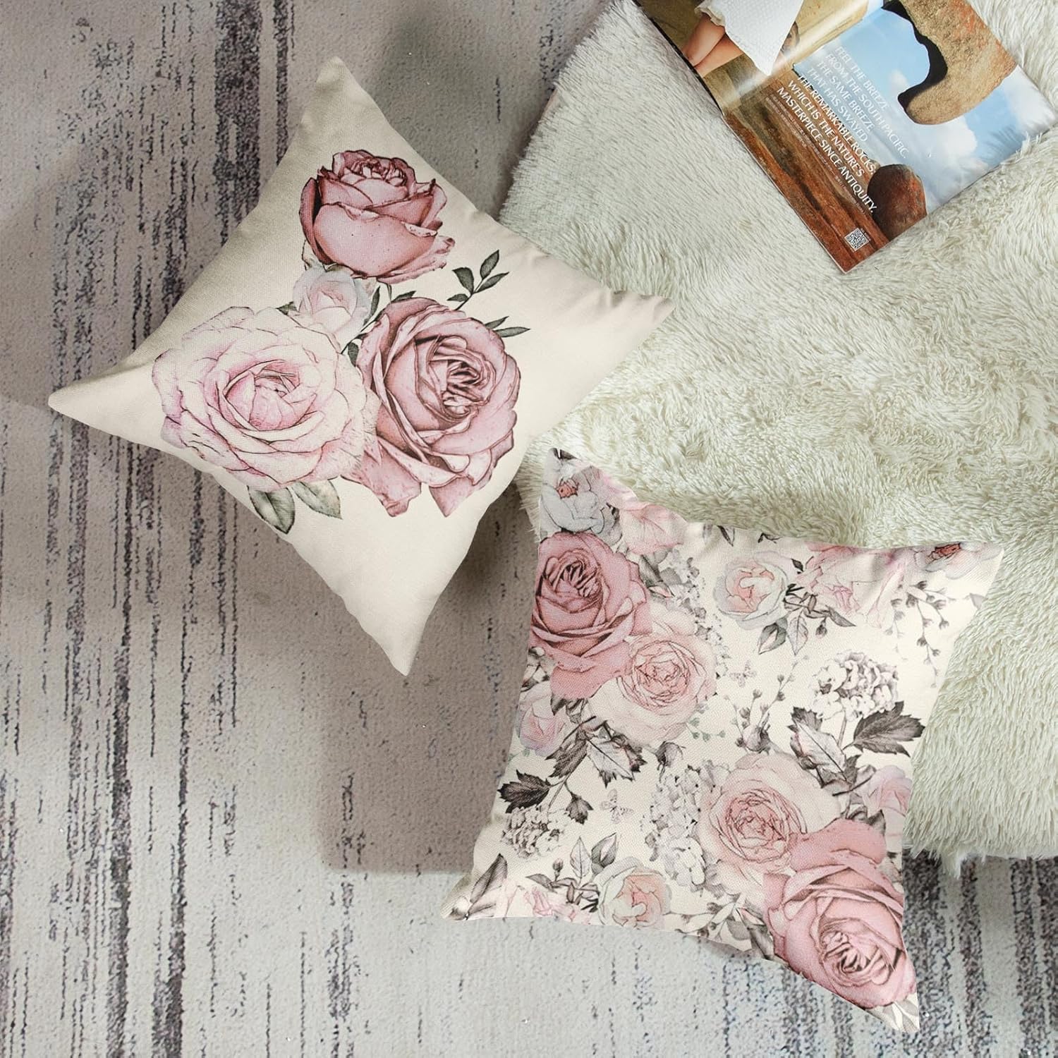 Juego de 4 fundas de almohada decorativas para decoración del hogar, 18 x 18 pulgadas, fundas de almohada decorativas para sofá y exteriores
