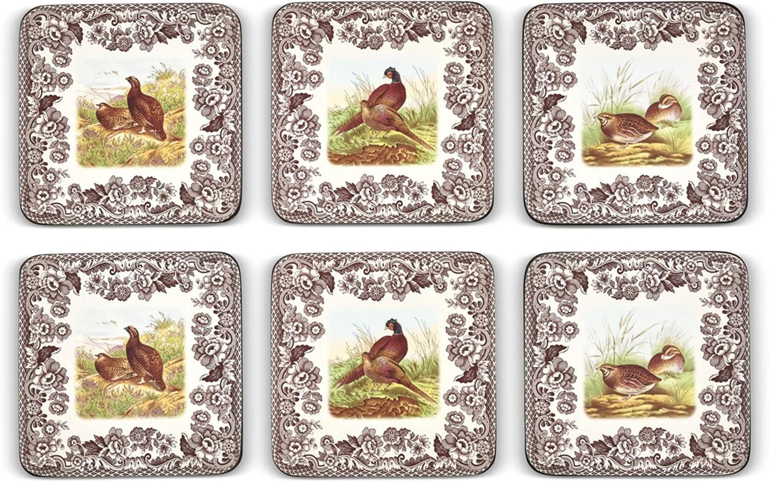 Pimpernel Spode Woodland Collection Posavasos  Juego de 6  Tablero con respaldo de corcho  Resistente al calor y a las manchas  Posavasos para