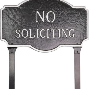 Placa de metal fundido con texto en inglés “No Soliciting Montague” – Placa de exhibición de pared o césped – Señal de advertencia – Placa de Placa de metal fundido con texto en inglés “No Soliciting Montague” – Placa de exhibición de pared o césped – Señal de advertencia – Placa de