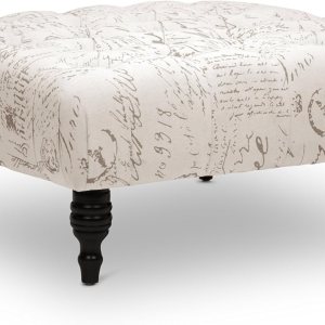 Baxton Studio Keswick Script Print – Otomana moderna copetuda, color beige Baxton Studio Keswick Script Print – Otomana moderna copetuda, color beige