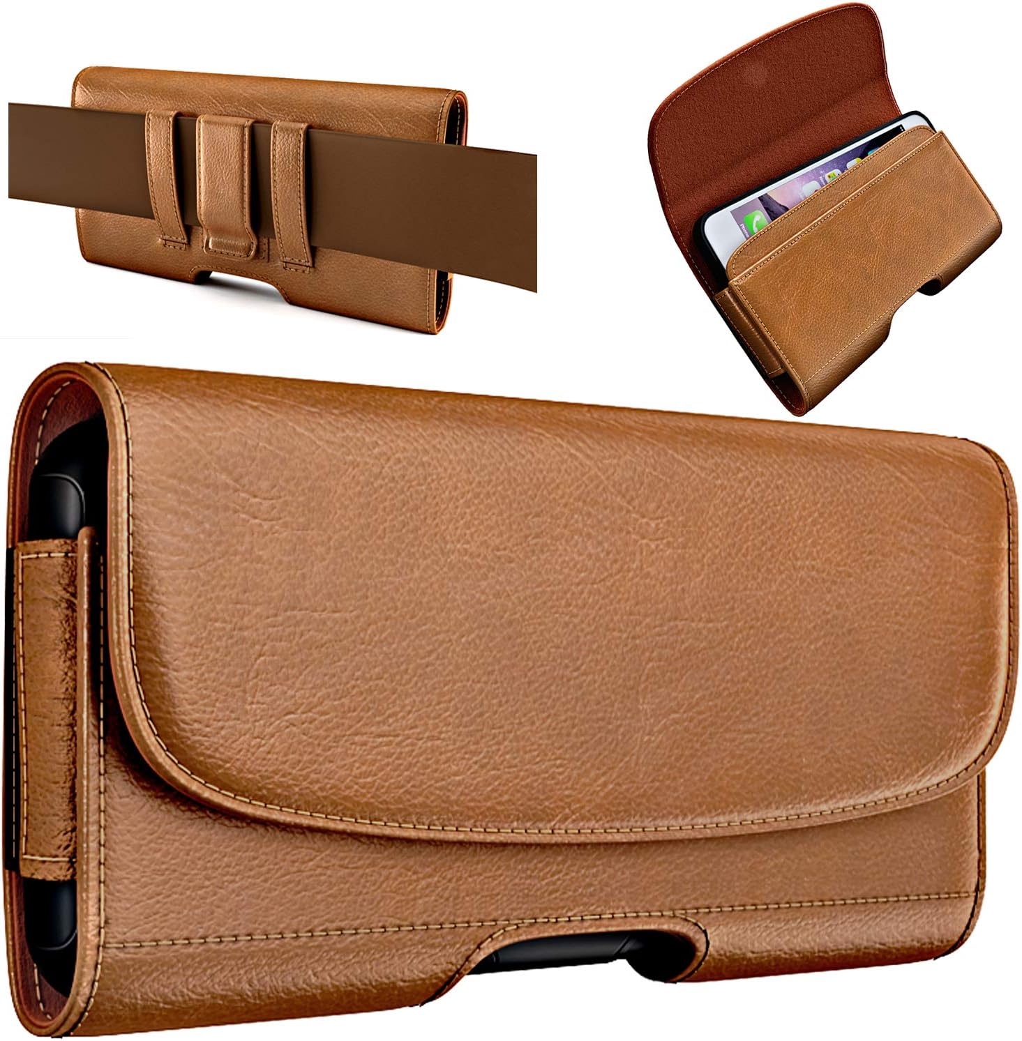 PiTau Funda para cinturón para iPhone 14, 14 Pro, 13, 13 Pro, 12, 12 Pro, 11 Pro, Xs, X, funda para cinturón de teléfono celular con clip, funda de