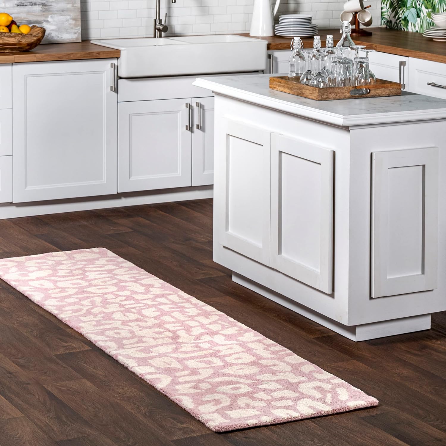 nuLOOM Rorie – Alfombra de lana con estampado de leopardo, 2 x 8 pies, color melocotón