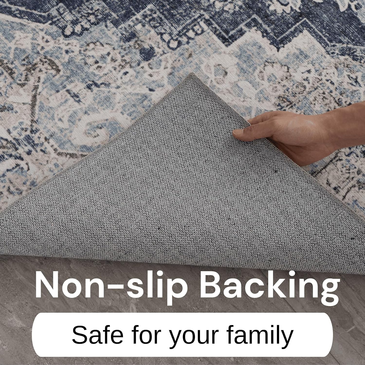 Alfombras para sala de estar, alfombra bohemia de 5 x 7 pies para dormitorio, alfombra lavable para interiores, alfombra envejecida, suave,
