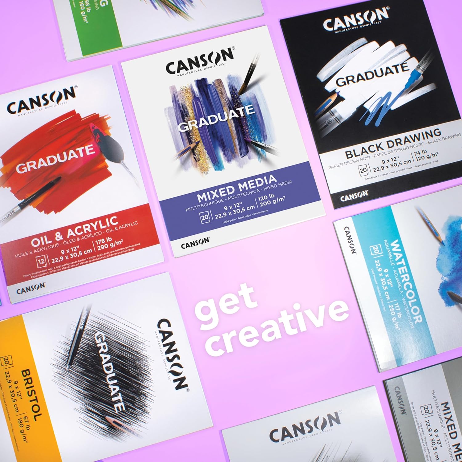 Canson Bloc de medios mixtos para graduados, plegable, 11 x 14 pulgadas, 20 hojas  Papel de artista para adultos y estudiantes, acuarelas, medios