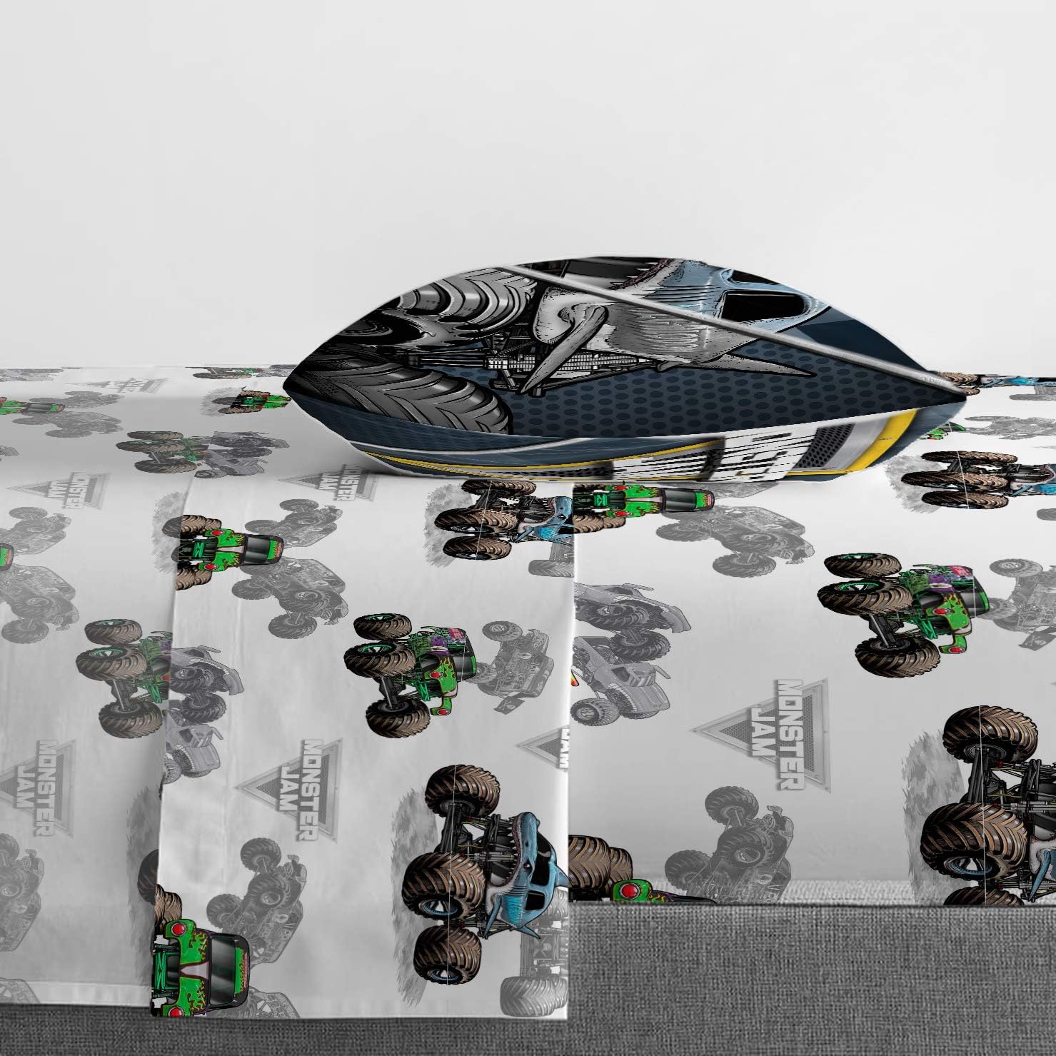 Jay Franco Monster Jam Slah – Juego de cama individual y cesta desplegable Break Out