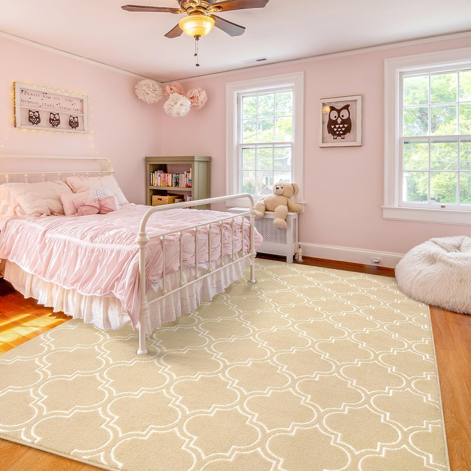 Amearea Alfombra mullida para interiores, alfombras marroquíes suaves con enrejado para dormitorio, alfombra moderna para sala de estar, habitación