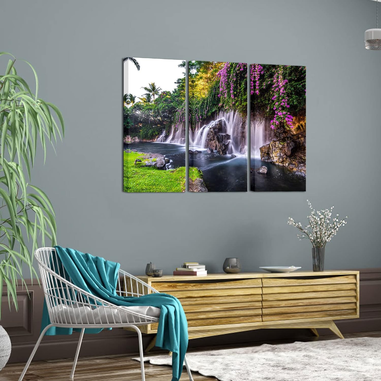 Nachic Wall – Cuadro grande de cascada de Hawái, arte de pared, fotografía de paisaje natural, impresiones en lienzo para decoración del hogar,