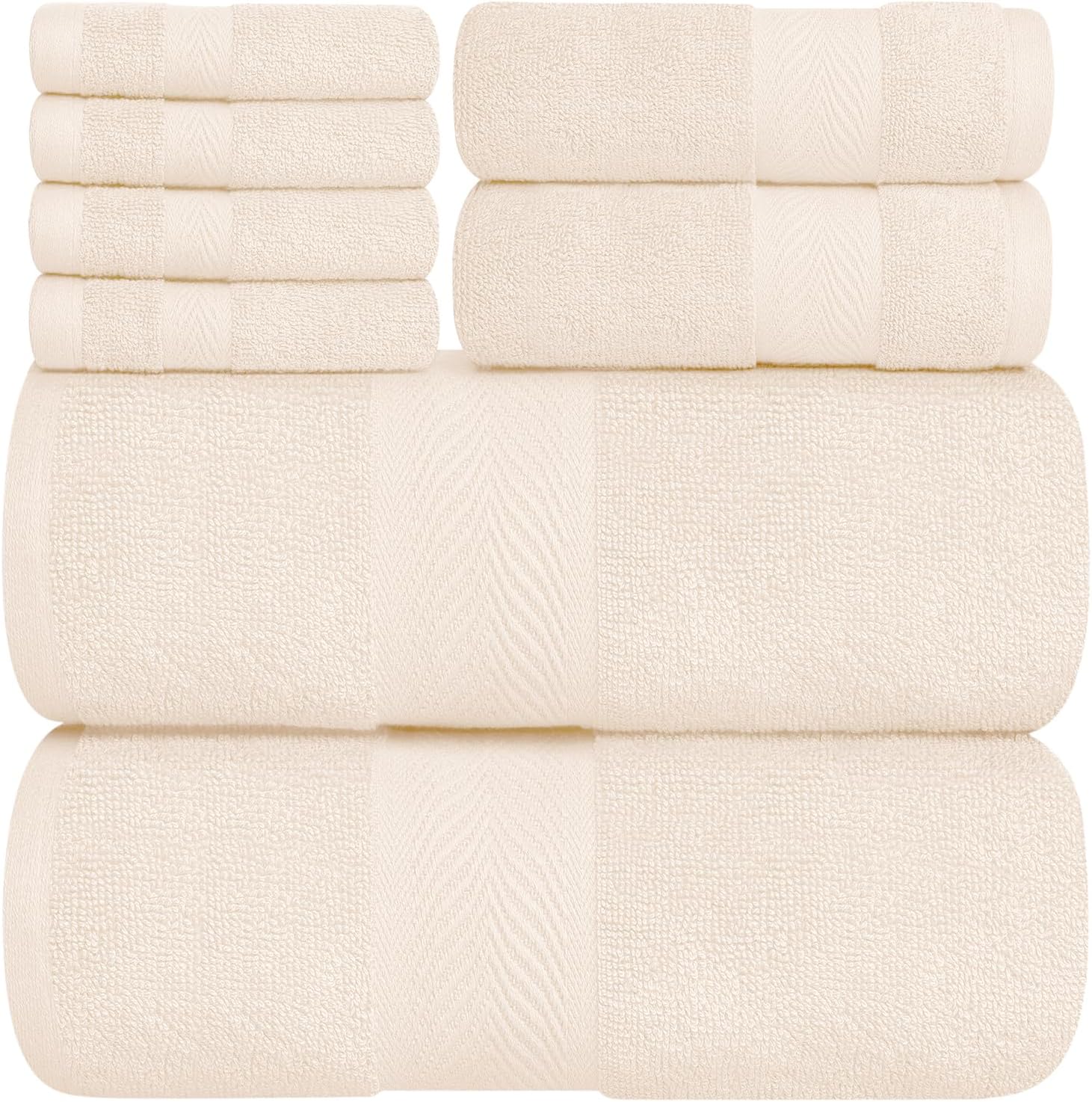 Oakias Juego de toallas de sal marina de 8 piezas, 21.16 ozm, 2 toallas de baño, 2 toallas de mano y 4 toallas faciales, juego de toallas de baño