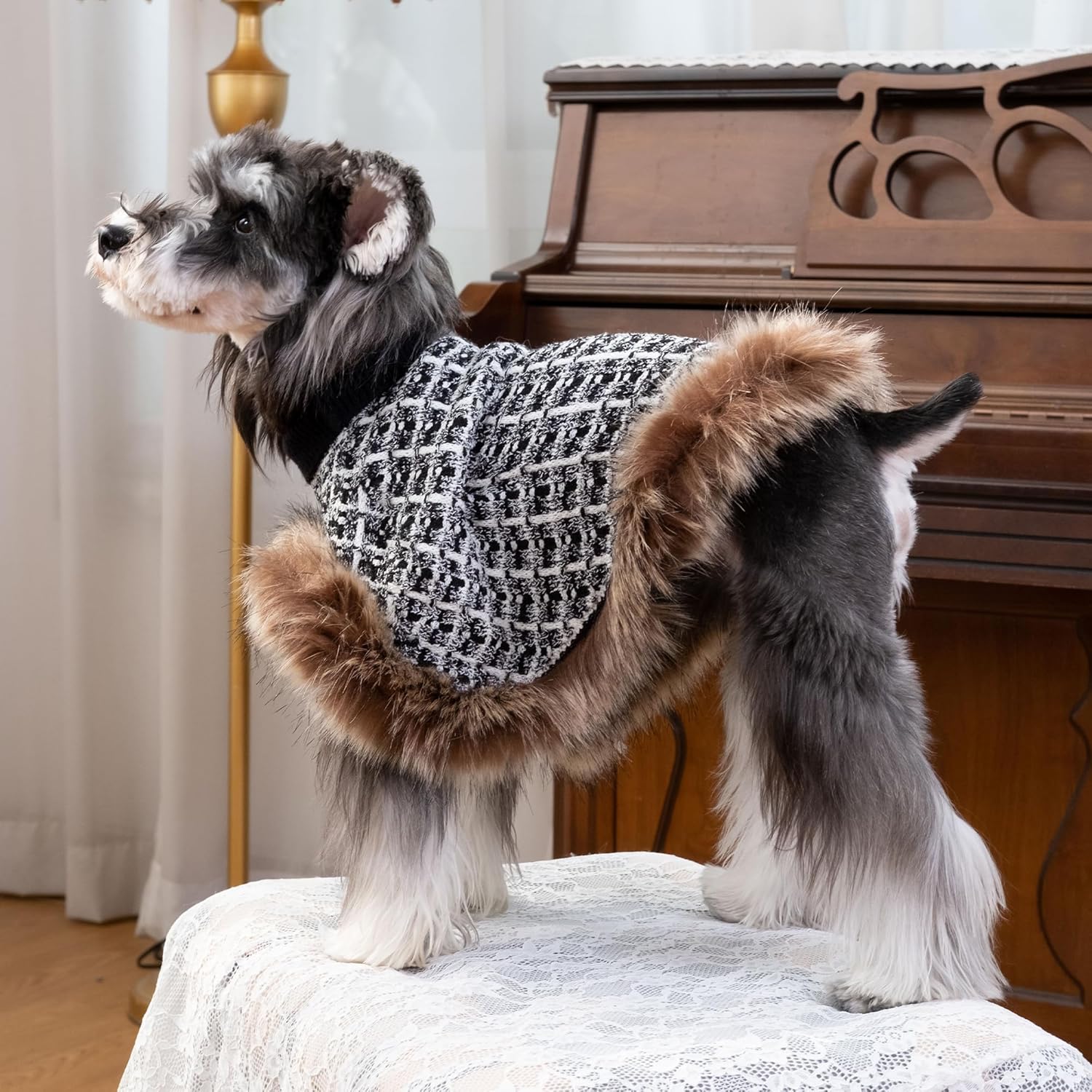 UNIPUP DS95S DS95S – Suéter de punto para perros pequeños, abrigo de punto para perros pequeños, ropa clásica de cuello alto grueso para perros con