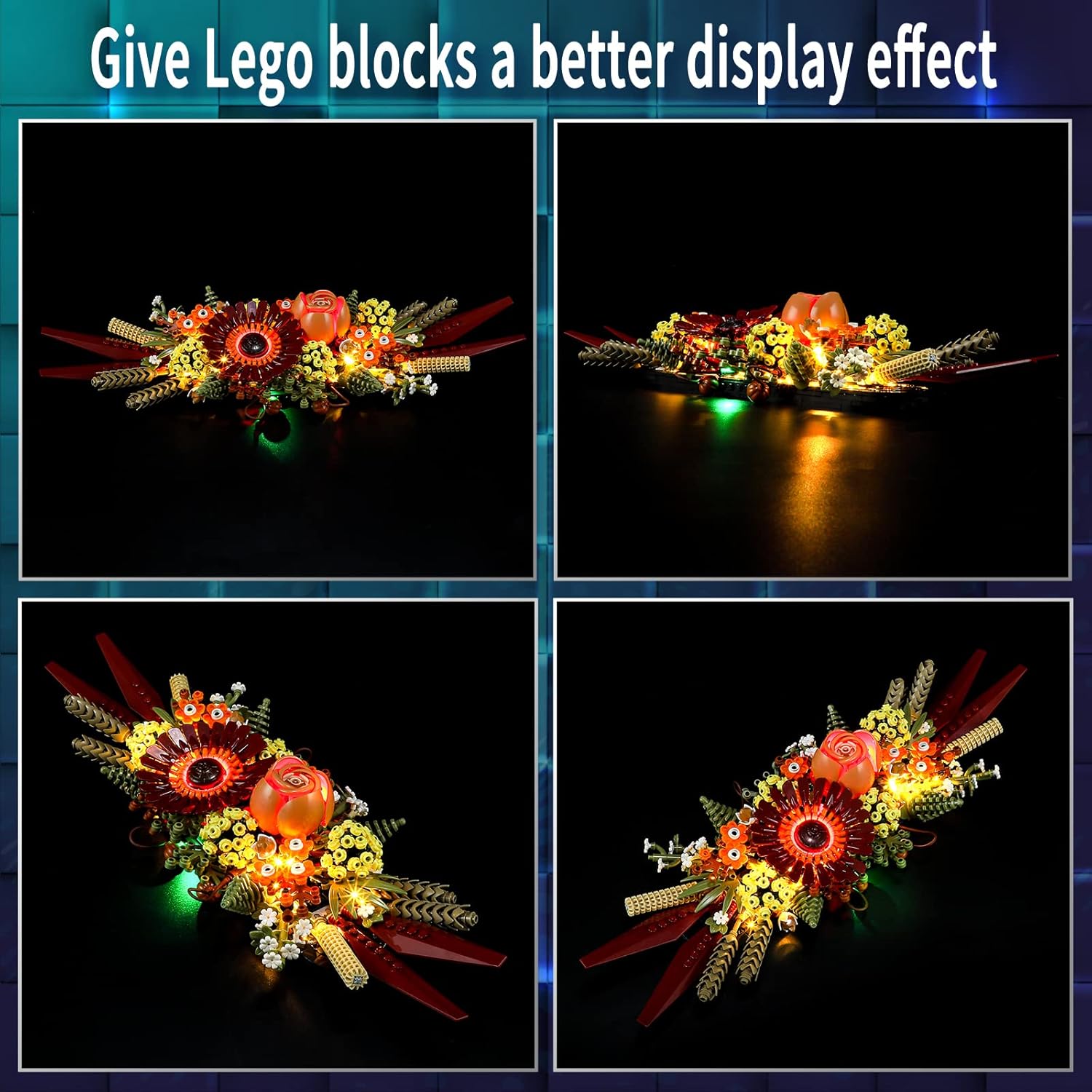 Vaodest Juego de luces LED para iconos de Lego, centro de mesa de flores secas, diseño y configuración compatible con el modelo 10314 (solo luz LED,
