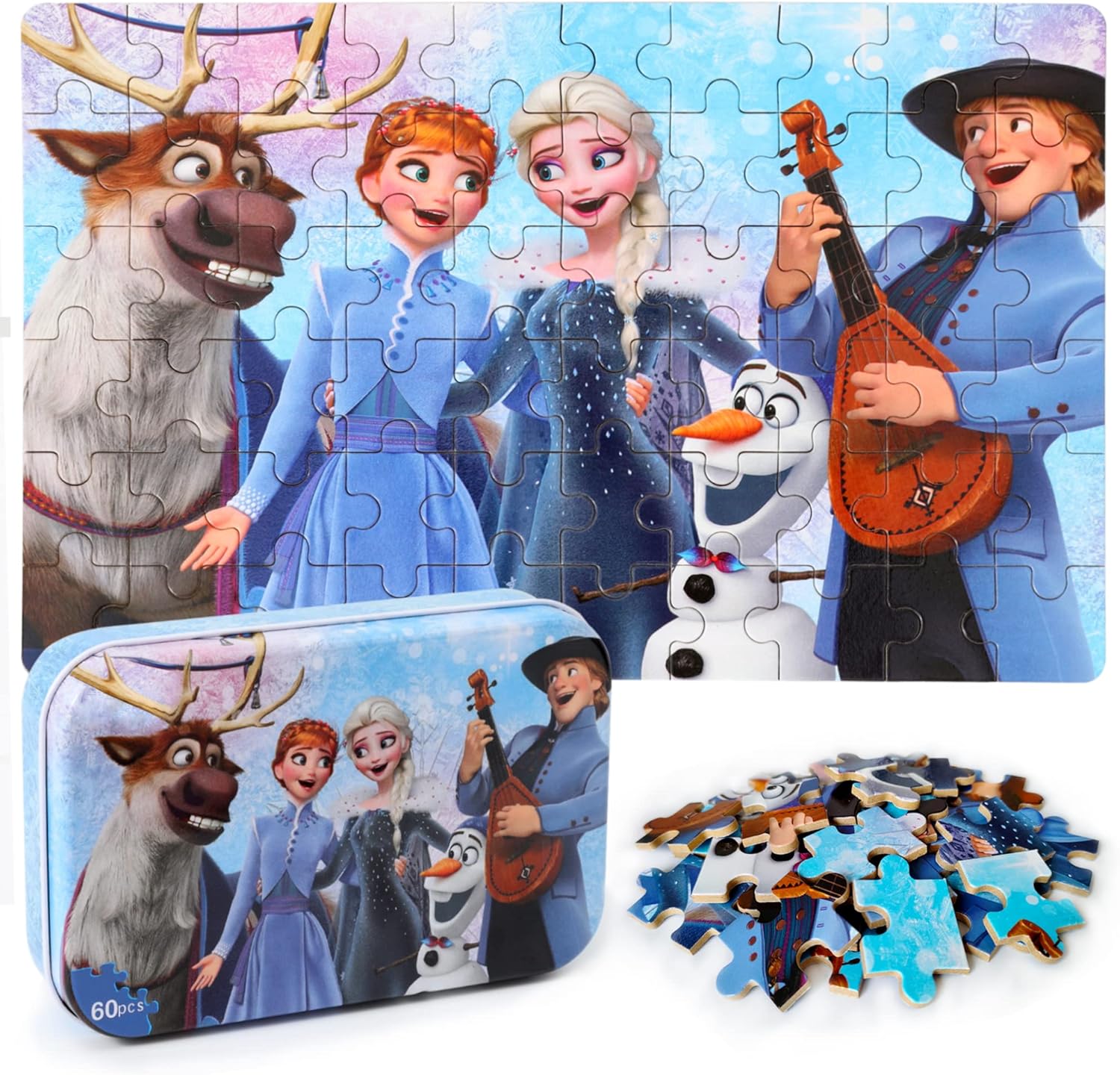 MZZOTOY Rompecabezas para niños de 4 a 8 años, rompecabezas de Elsa y Anna de 60 piezas para niños de 3 a 5 años, regalos para niños, rompecabezas