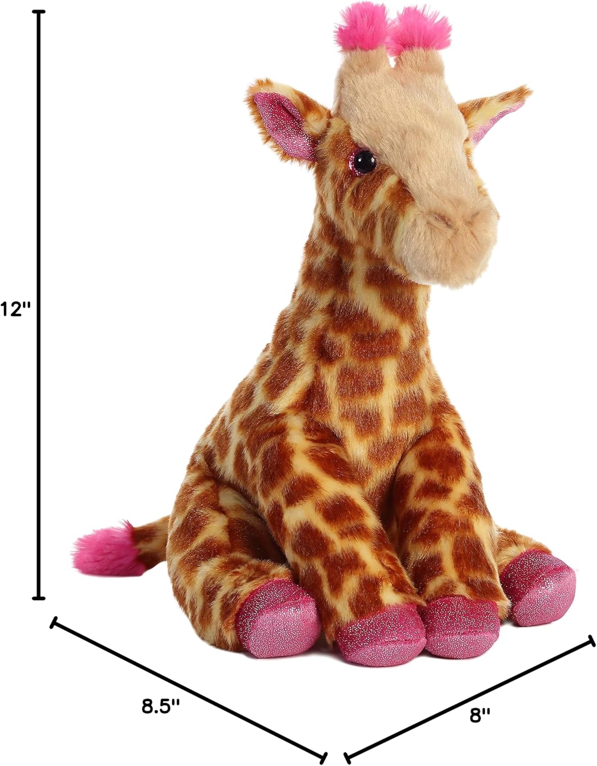 Aurora Huggable Destination Nation – Animal de peluche de jirafa – Exploración global – Diversión de aprendizaje – rosa de 12 pulgadas