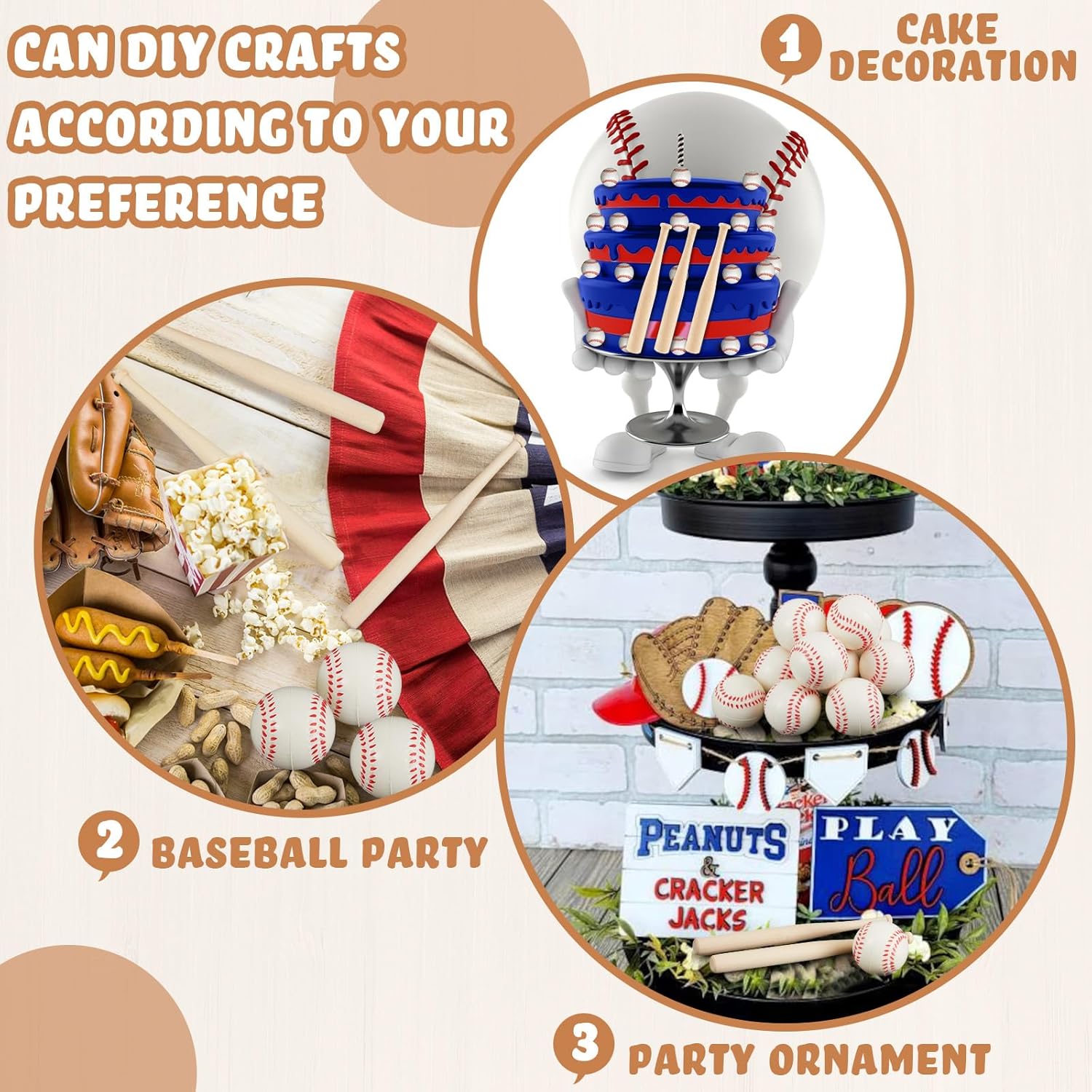 Libima 36 Pcs Mini Baseball Bats Mini Foam Sports Balls 8″ Unfinished Wood Baseball Bats 2″ Foam Baseballs Small Baseball Bats Baseball Party Favors