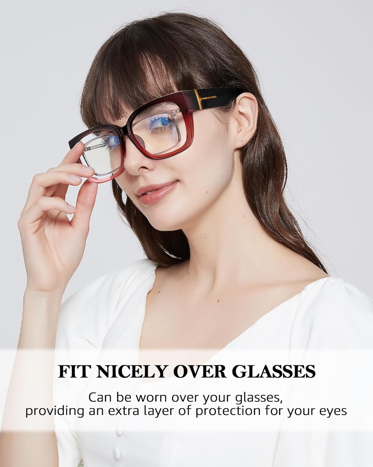 LVIOE Lentes con filtro de luz azul para mujeres y hombres, anteojos de bloqueo de luz azul de gran tamaño para llevar sobre anteojos LB7511