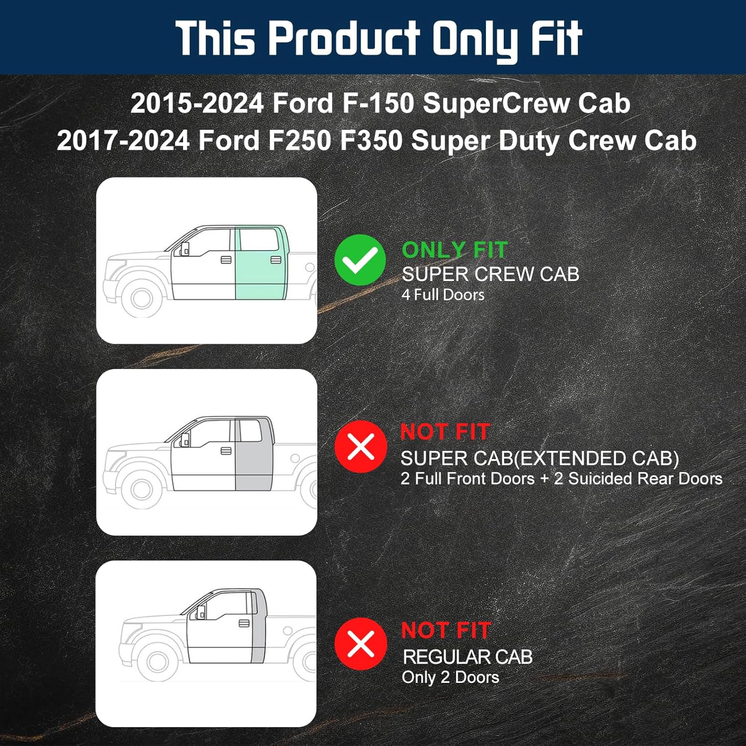 Estribos para Ford F150 Super Crew Cab 2015-2024 y Ford F250 F350 Super Duty Crew Cab 2017-2024 Super Duty Crew Cab escalones laterales barra de