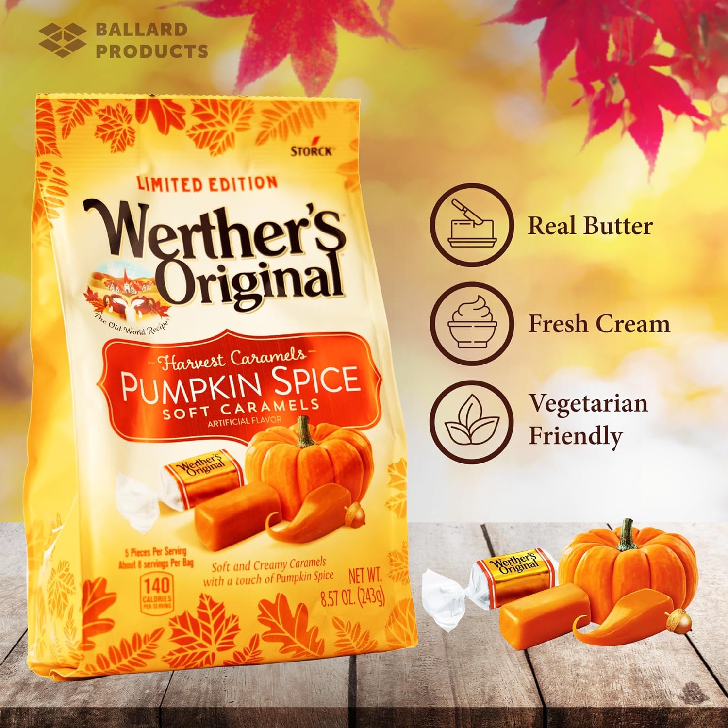 Werthers – Caramelos suaves originales de especias de calabaza a granel paquete de 3 bolsas  Caramelo suave Werthers  Caramelos suaves de especias