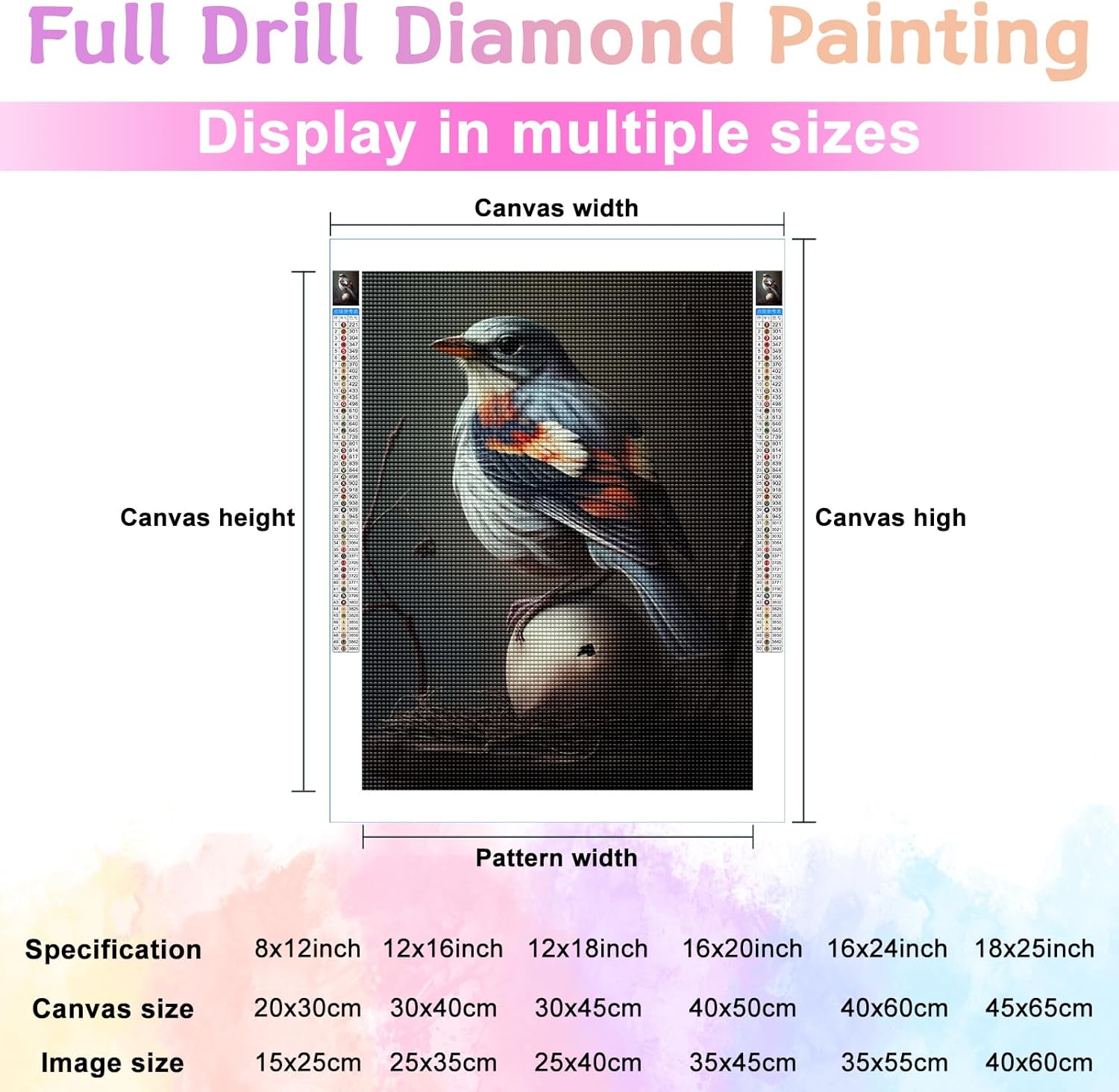 Kits de pintura de diamantes para adultos, pájaros coloridos redondos de taladro completo 5D DIY kits de arte de pintura de diamantes para