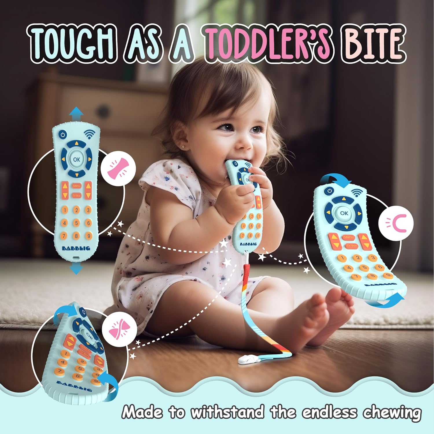 Control remoto de juguete para bebé, control remoto de dentición para bebé, sin BPA y duradero, mordedores para bebés de 0 a 6 meses, mordedores