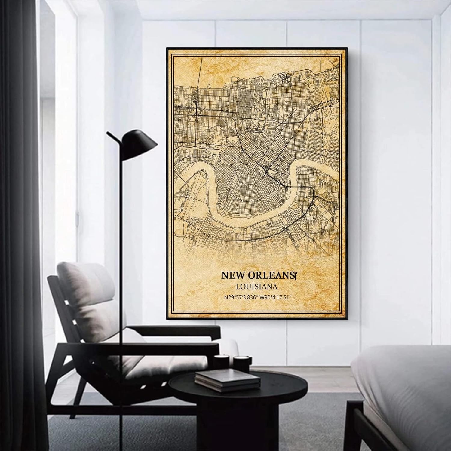 TANOKCRS Póster de mapa vintage de Nueva Orleans, Louisiana, Estados Unidos, América, arte de pared, impresión de mapa, regalo de recuerdo de viaje,