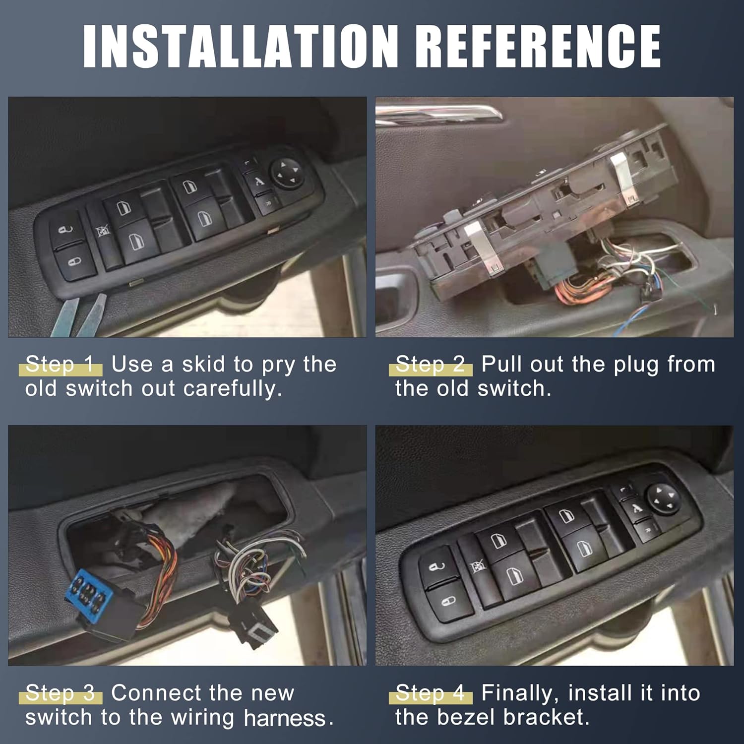X AUTOHAUX Interruptor de ventana de puerta lateral trasera izquierda derecha para Chevrolet Colorado 2015-2022 23436335 plástico metal negro 1 unids