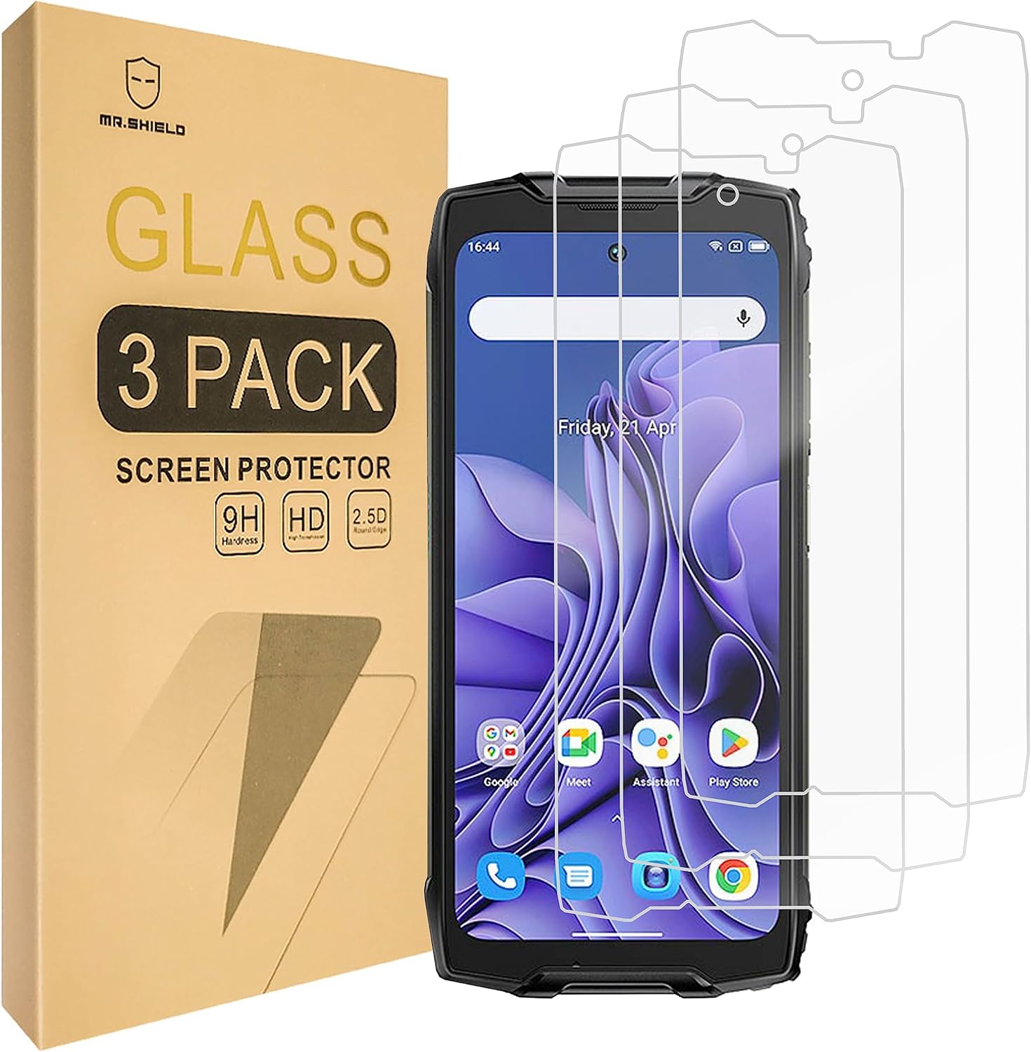 Mr.Shield Paquete de 3 Protector de pantalla para Blackview BV9300  BV9300 Pro vidrio templado vidrio japonés con dureza 9H Protector de pantalla