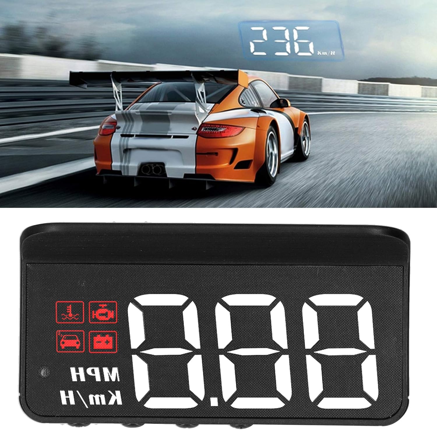 OBD2 HUD – Pantalla de cabeza hacia arriba, pantalla de velocímetro HUD para automóvil, proyector de parabrisas, medidor multifunción, alarma de