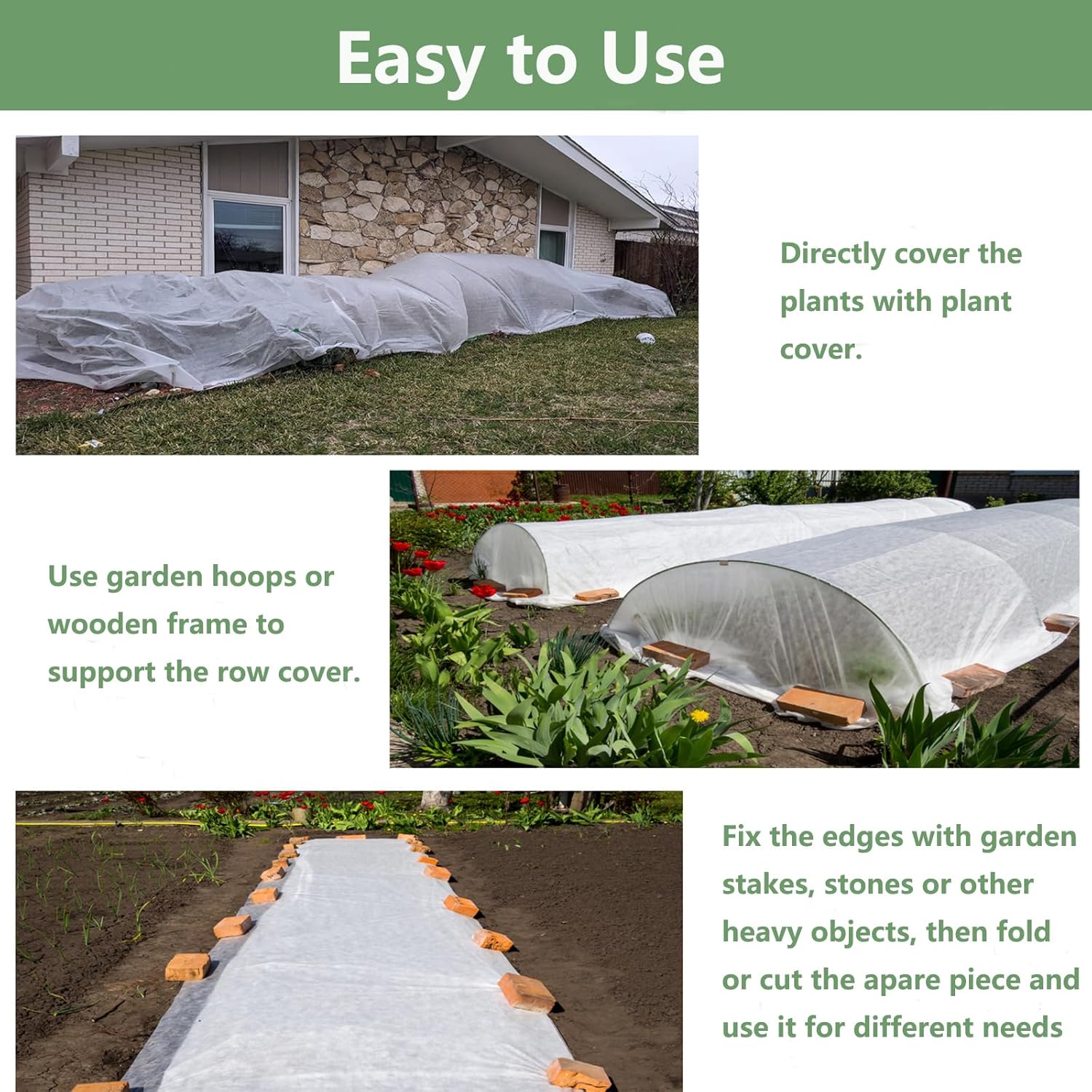 Cubiertas para plantas, protección contra la congelación, 10 pies x 30 pies, 1.2 ozyd, tela de escarcha, mantas de tela flotante para plantas al