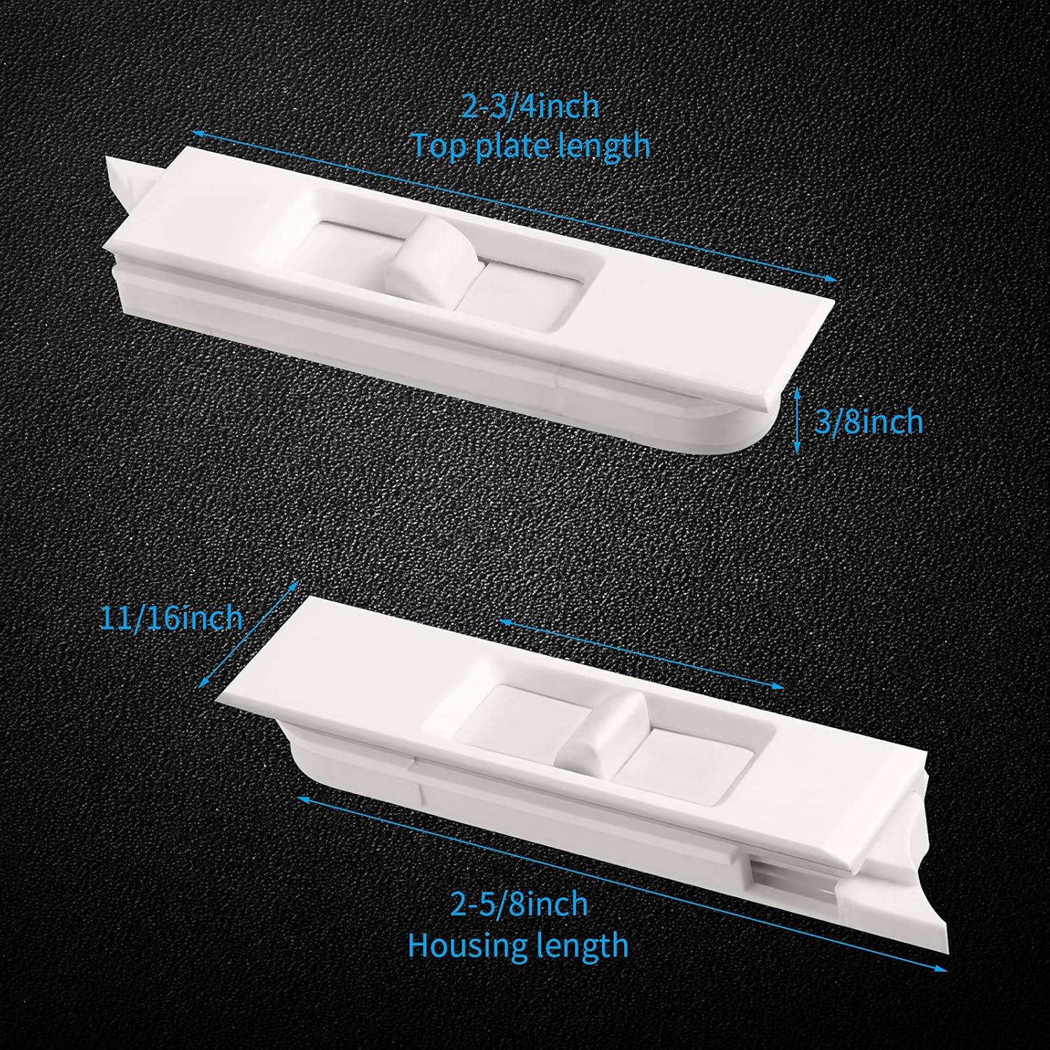 Pares de pestillo inclinable de plástico blanco, pares de pestillo de inclinación para ventana corrediza con resorte para accesorios de ventana del