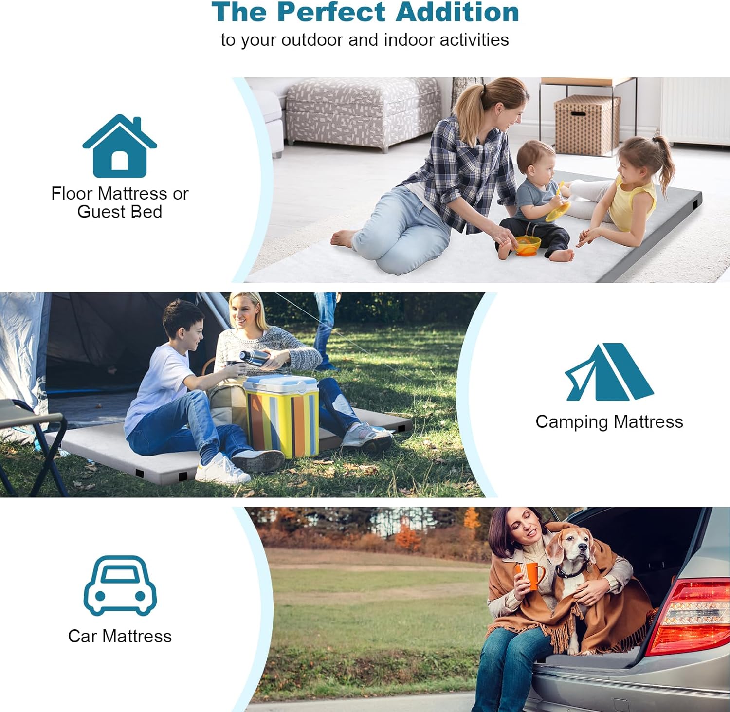 MUUEGM Colchón de espuma viscoelástica para campamento, tapete de dormir CertiPUR-US, colchón enrollable portátil para adultos, tienda de campaña,