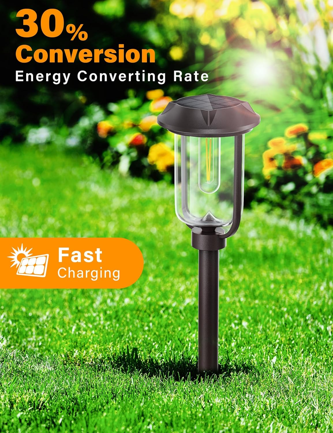 2 luces solares brillantes LED para caminos al aire libre, 1200 mAh, paquete de 6 luces solares de camino de 32 pulgadas, luces solares impermeables