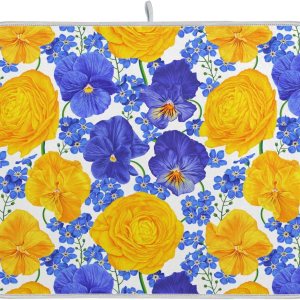 Botanical Realistic Flowers Dish Mat Washnable Absorbent Drying Mat For Kitchen Counter Dish Drainer Cloth Tapete Para Cocina 16” x 18” Botanical Realistic Flowers Dish Mat Washnable Absorbent Drying Mat For Kitchen Counter Dish Drainer Cloth Tapete Para Cocina 16” x 18”