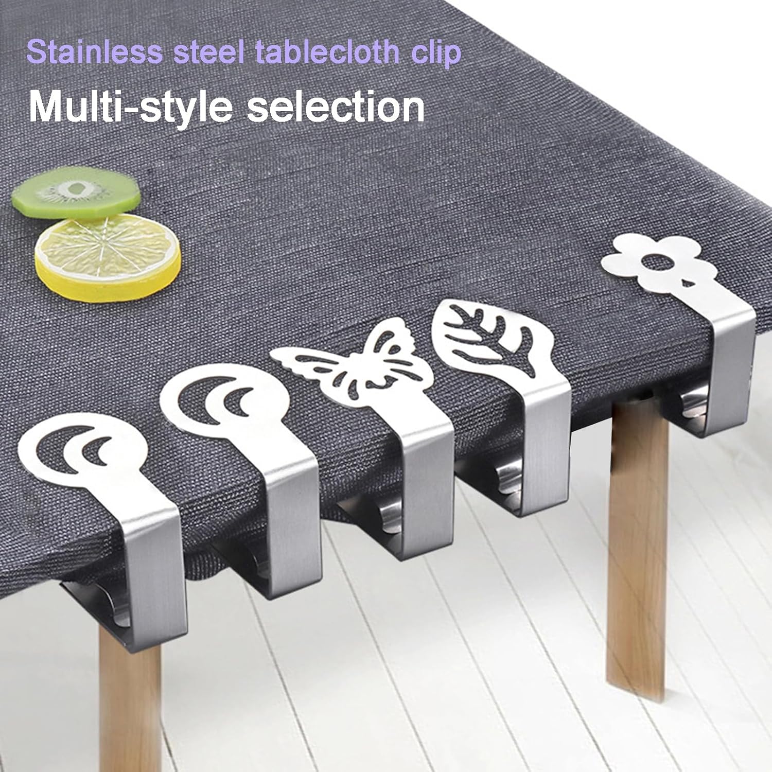 Clip de mantel grueso de acero inoxidable fuerte para mesa de comedor al aire libre, mesas de pícnic, clips huecos de hojas de flores, mariposas,