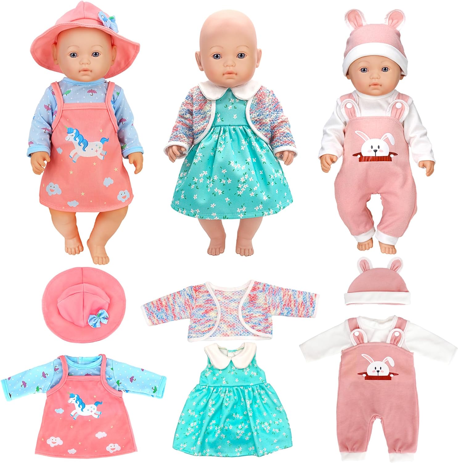 10 juegos de ropa y accesorios para muñecas de bebé de 14 a 16 pulgadas, muñecas recién nacidas de 16.9 in, muñecas de 15 pulgadas, muñecas de 18