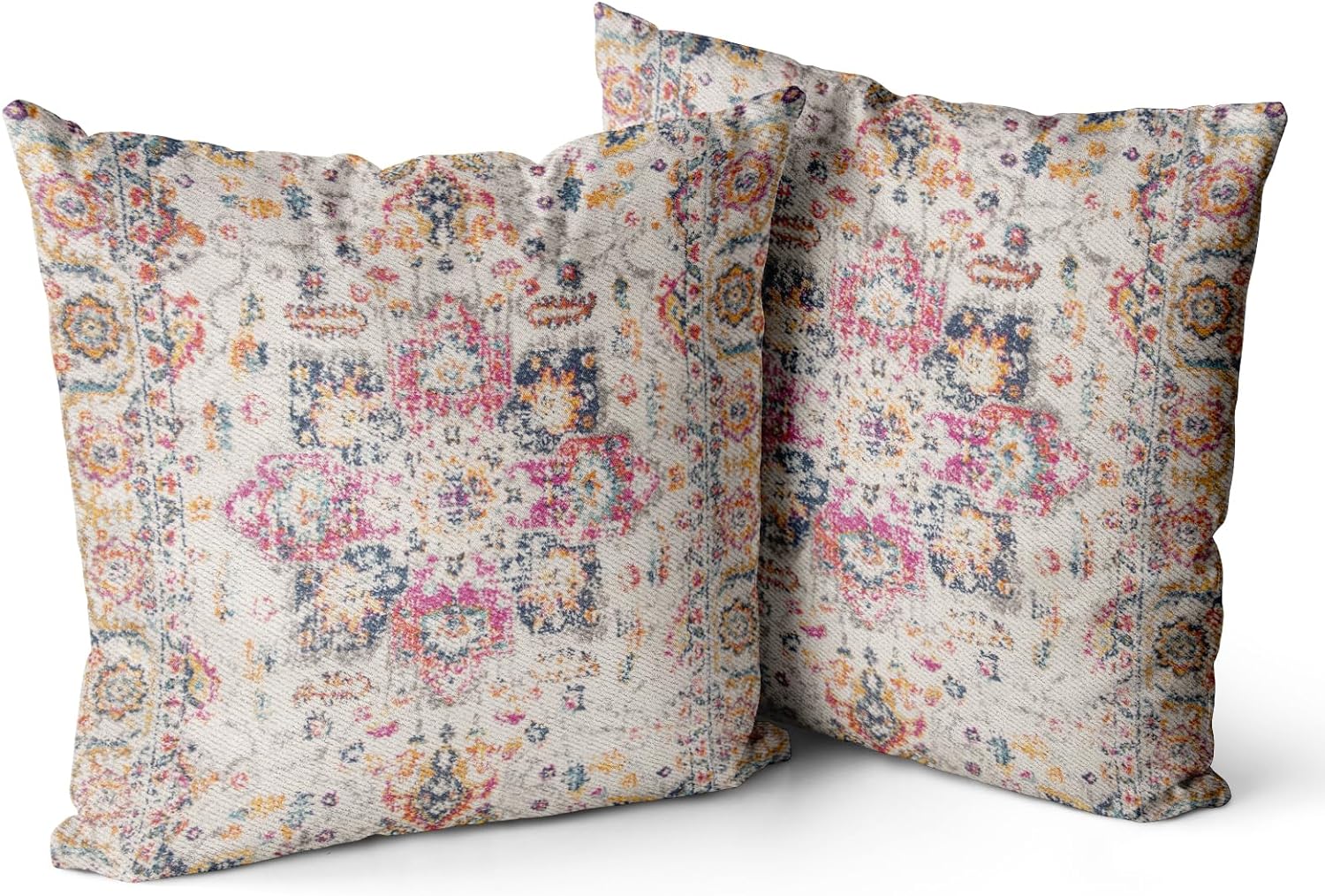 Snycler Juego de 2 fundas de almohada bohemias de 20 x 20 pulgadas, color amarillo quemado terracota óxido de doble cara, decoración suave para el