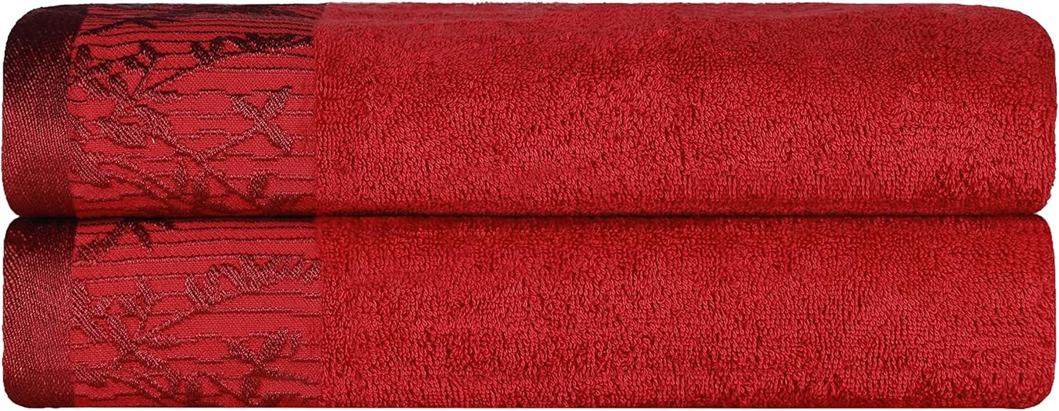 Superior Toallas de baño de algodón (juego de 2), borde Dobby jacquard floral, toalla corporal para baño, baño, spa, centro turístico, hotel,