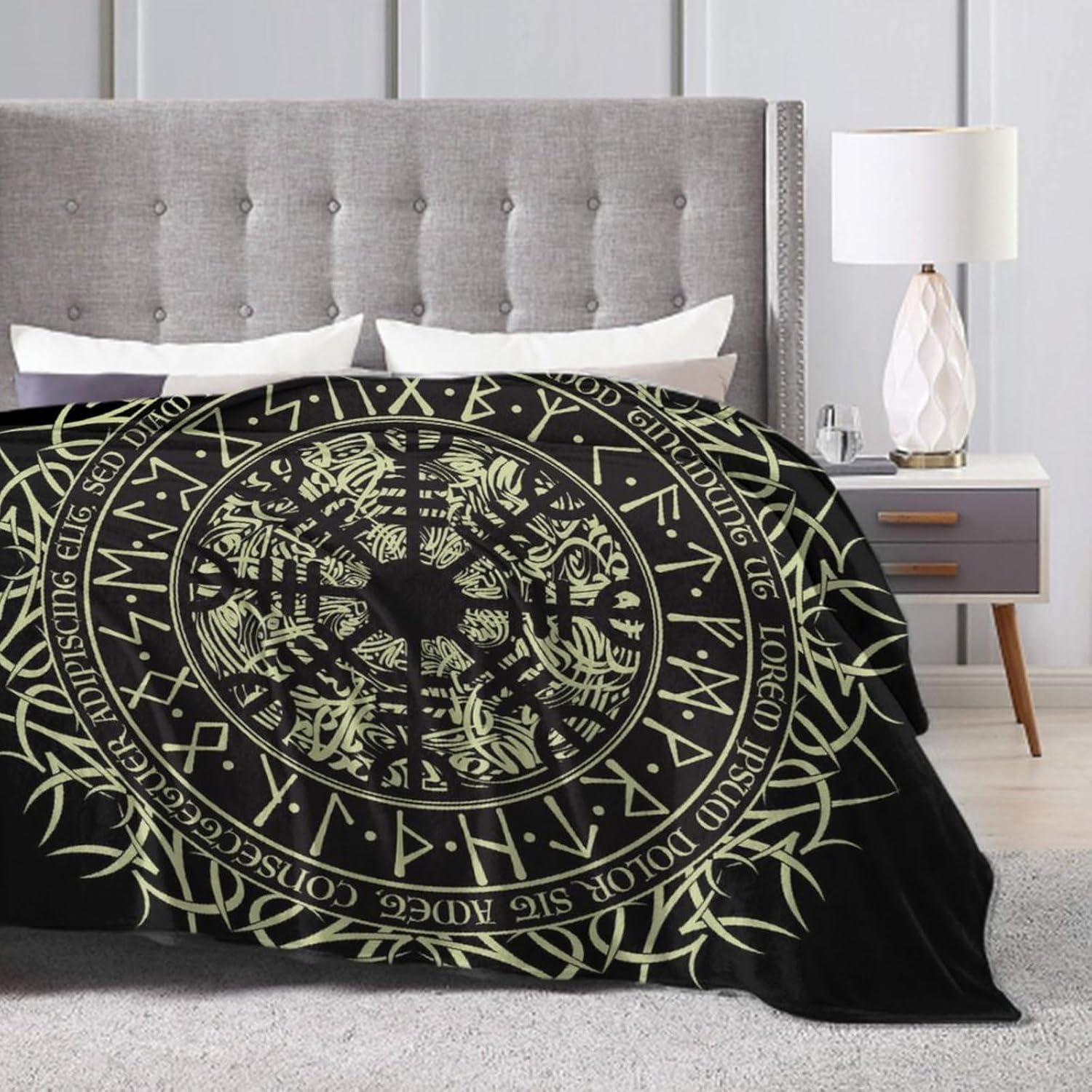 Acogedora manta de forro polar de franela para sofá cama, compatible con brújula rúnica de vegvisir nórdico, manta ligera y mullida, manta