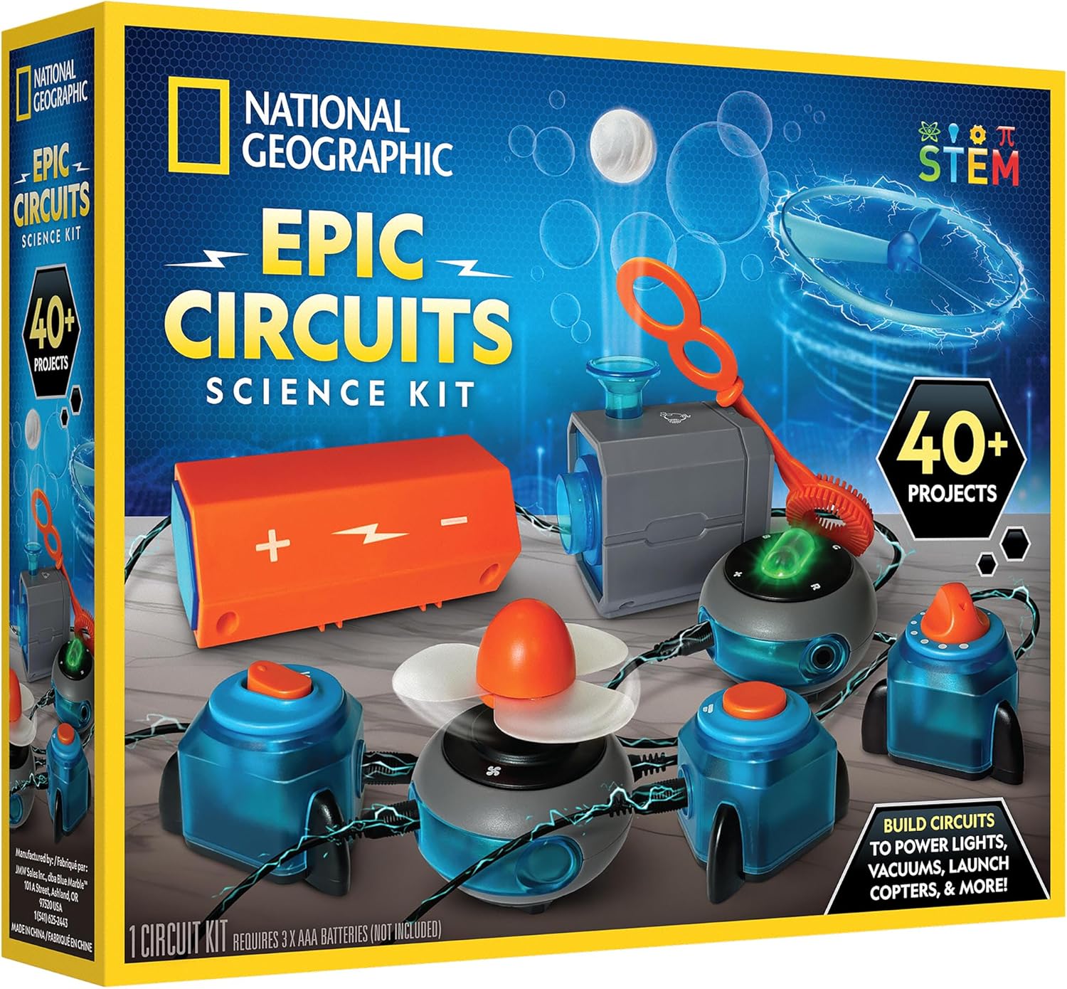 National Geographic – Kit de circuito electrónico para niños con 40 proyectos de circuito eléctrico, juguete STEM de circuito eléctrico, proyectos