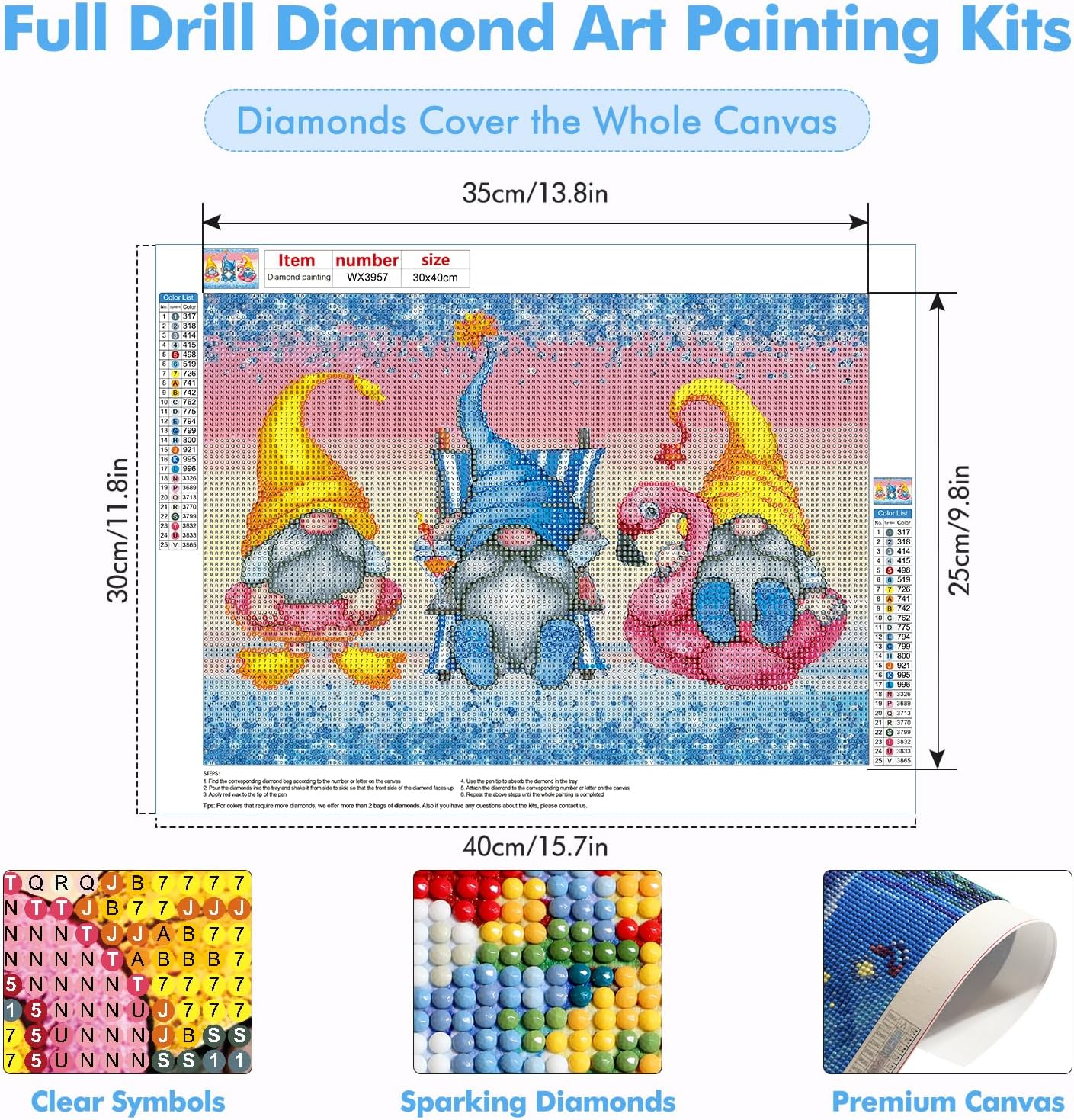 MOGTAA Kits de pintura de diamantes para adultos, gnomos de taladro completo, kits de arte de diamantes para niños principiantes, kit de bricolaje