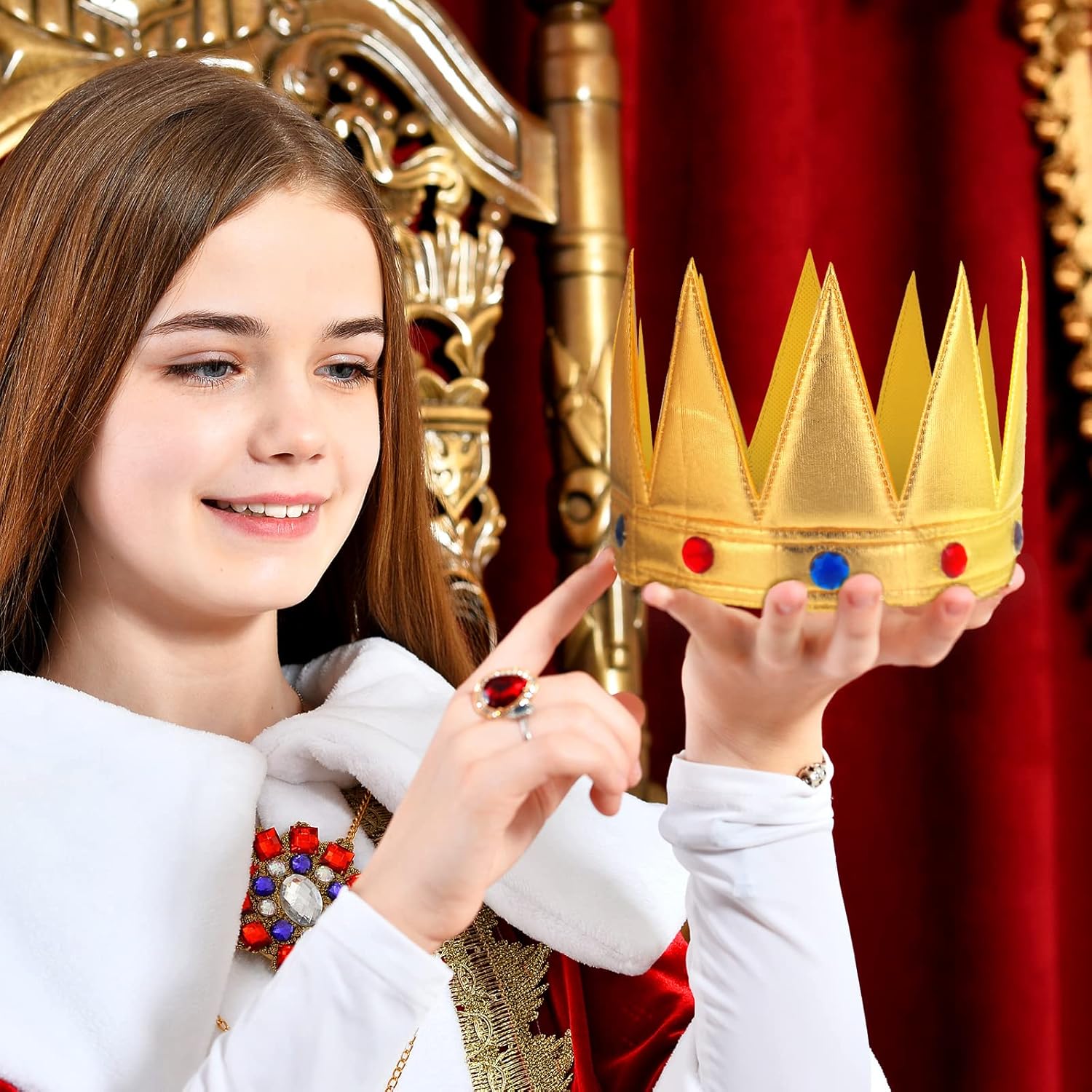 Bencailor Juego de 2 piezas de corona de cumpleaños para niños, juego de 2 piezas de corona de rey de oro y plata, ajustable, accesorio de